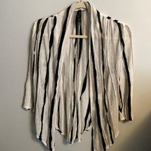 Elana Kattan asymmetrical linen neutrals open sweater